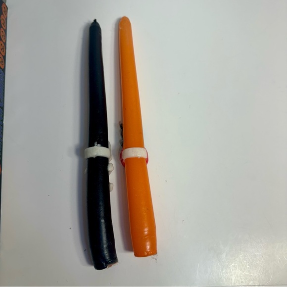 NWT. Vintage Halloween Taper Candles skeleton and black cat in Pumpkin 2 Set 10" - Picture 12 of 15